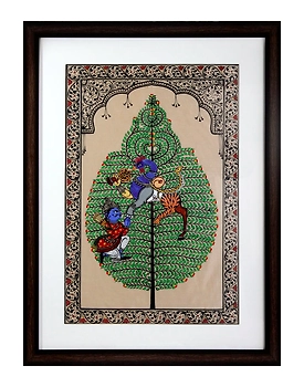 Orissa Pattachitra Tree of Life Nabagunjara Painting