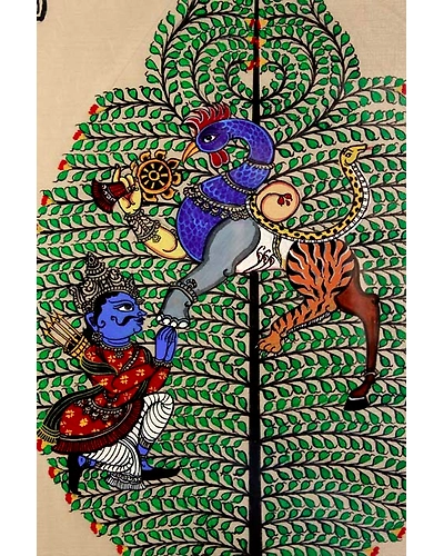 Orissa Pattachitra Tree of Life Nabagunjara Painting-1