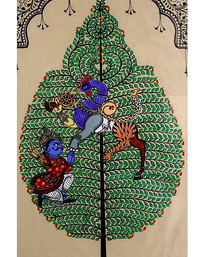 Orissa Pattachitra Tree of Life Nabagunjara Painting-2