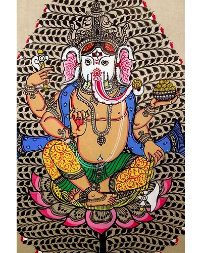 Tree of Life Orissa Pattachitra Ganesha Painting-1