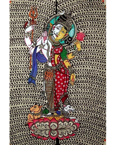 Ardhanarishwar Tree of Life Orissa Pattachitra Decor Painting-1