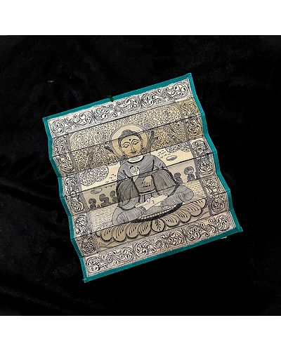 Palm leaf engraving of meditating Buddha-2
