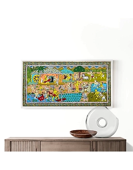 Daily Village Life Patta Tussar Painting