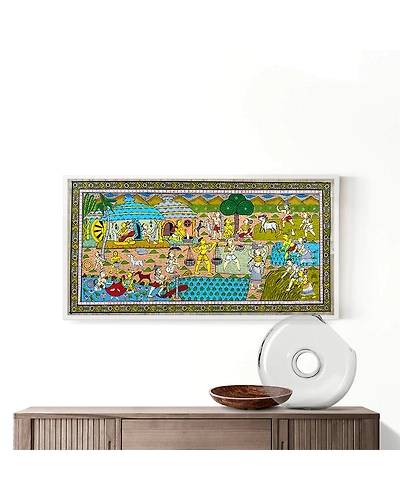 Daily Village Life Patta Tussar Painting-2