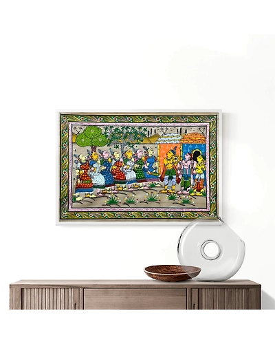 Dancing Tribals Patta Tussar Painting-2