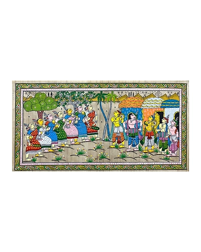 Dancing Tribals Patta Tussar Painting-4