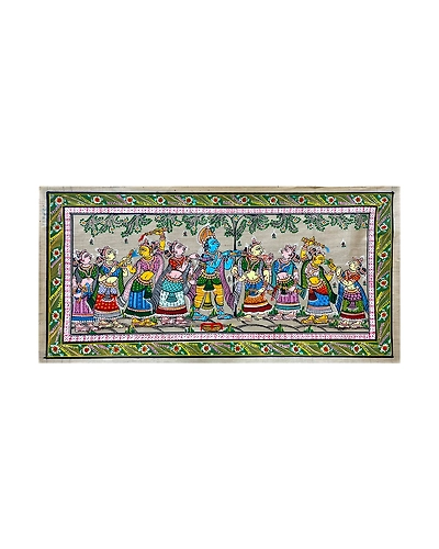 Krishna Holi Rasaleela Patta Tussar Painting-3