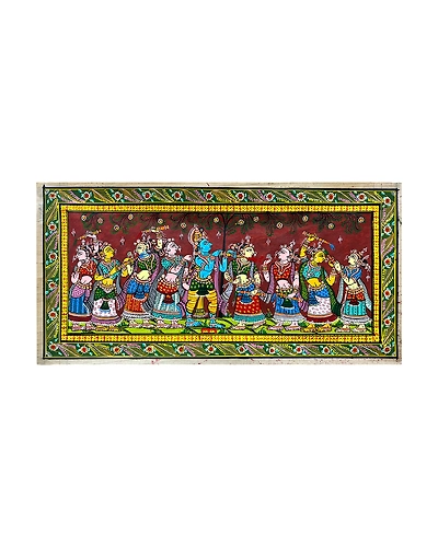 Krishna Holi Rasaleela Patta Tussar Painting-4