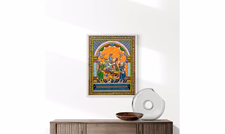 Lord Ganesha Patta Tussar Painting