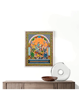 Lord Ganesha Patta Tussar Painting