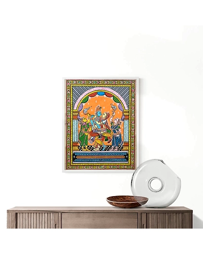 Lord Ganesha Patta Tussar Painting-12665151