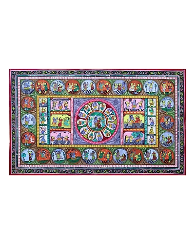 Pattachitra Showing the Rasa Leela along with Dasavatara on the sides-3