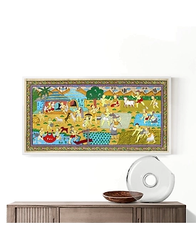 Village depiction Patta Tussar Painting