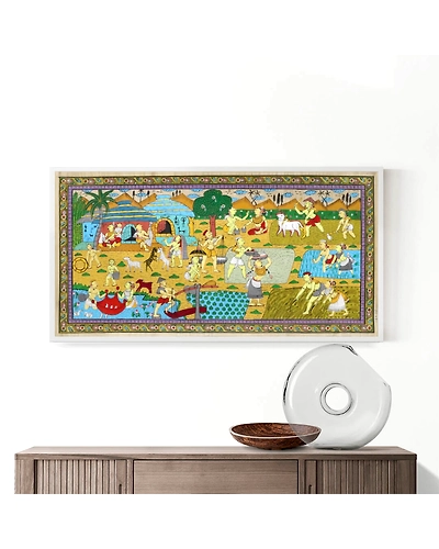 Village depiction Patta Tussar Painting-12665285