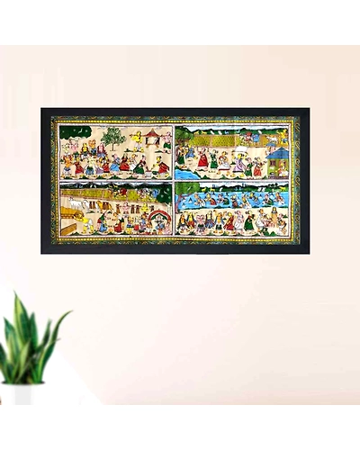 Village depiction Patta Tussar Painting-1