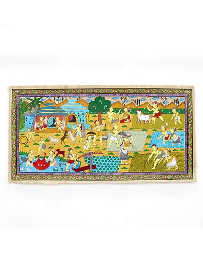 Village depiction Patta Tussar Painting-2