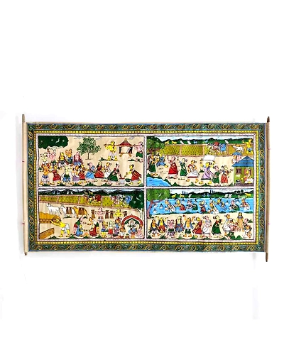 Village depiction Patta Tussar Painting-3