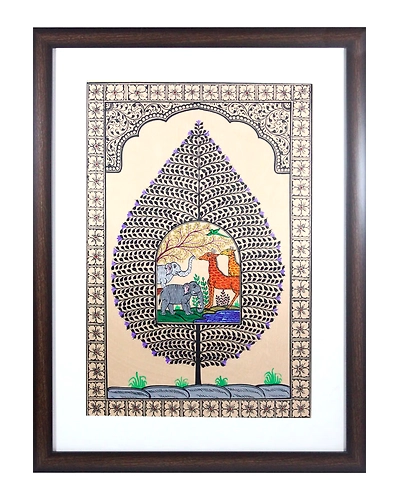 Orissa Pattachitra Tree of Life including animals in various designs-12665367