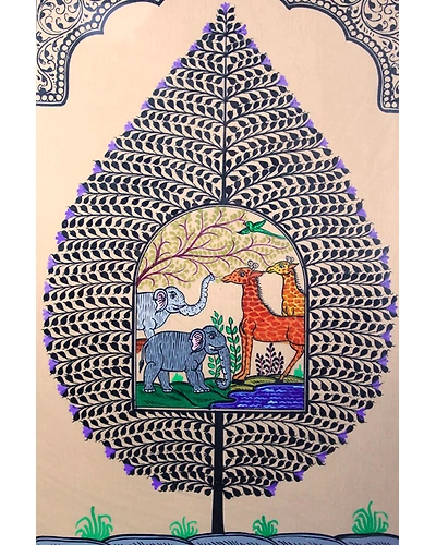 Orissa Pattachitra Tree of Life including animals in various designs-2