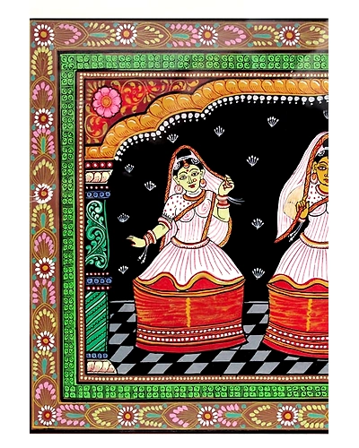 Orissa Pattachitra – Manipuri Dance Form art depicted on patta-1