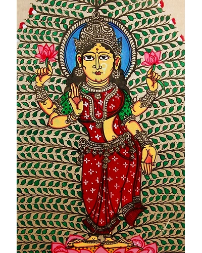 Orissa Pattachitra Tree of Life Lakshmi Painting-12665493