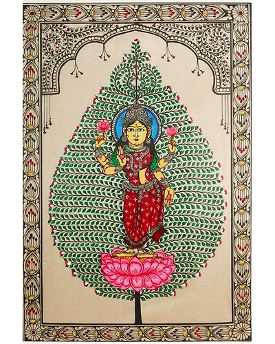 Orissa Pattachitra Tree of Life Lakshmi Painting-3