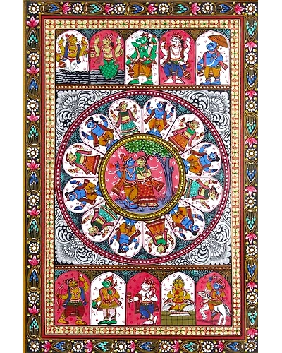 Orissa Pattachitra – Radha Krishna With Dashavatara-1