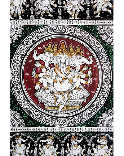 Orissa Pattachitra – Panchamukhi Ganesha with Dance forms-1