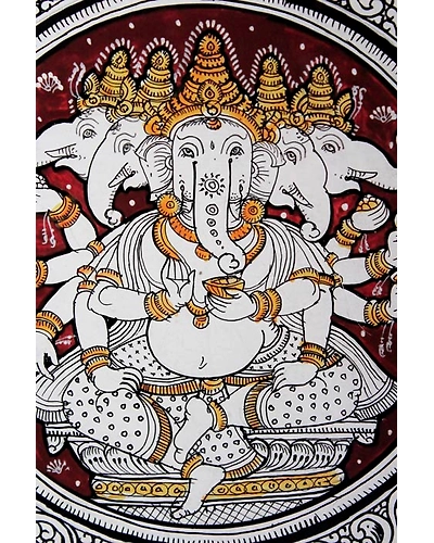 Orissa Pattachitra – Panchamukhi Ganesha with Dance forms-2