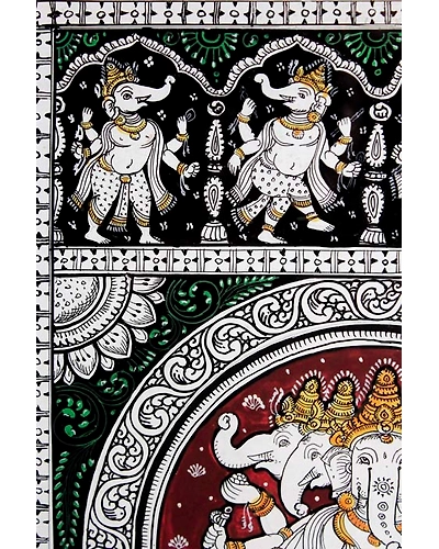Orissa Pattachitra – Panchamukhi Ganesha with Dance forms-3