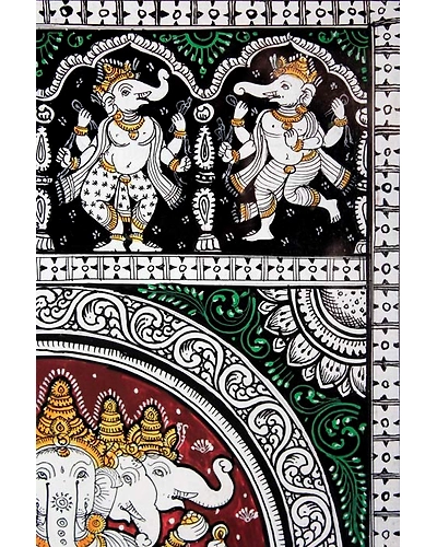 Orissa Pattachitra – Panchamukhi Ganesha with Dance forms-4