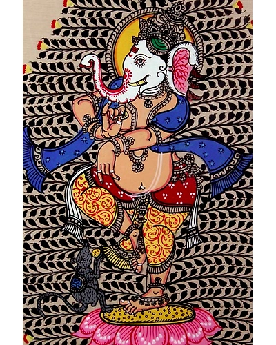 Orissa Pattachitra Tree of Life Ganesha Painting-1