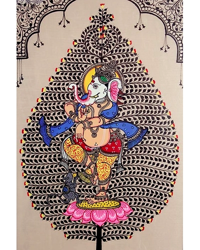 Orissa Pattachitra Tree of Life Ganesha Painting-2