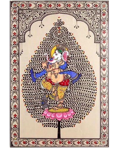 Orissa Pattachitra Tree of Life Ganesha Painting-3