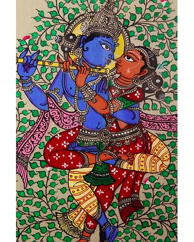 Orissa Pattachitra Tree of Life Radha Krishna Painting-1
