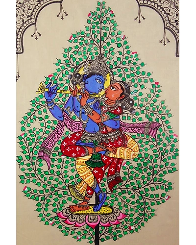 Orissa Pattachitra Tree of Life Radha Krishna Painting-2