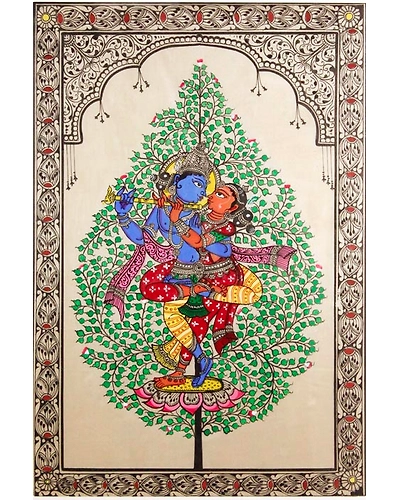 Orissa Pattachitra Tree of Life Radha Krishna Painting-3