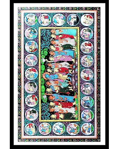 Shri Krishna with Gopikas Orissa Pattachitra Art-12665585