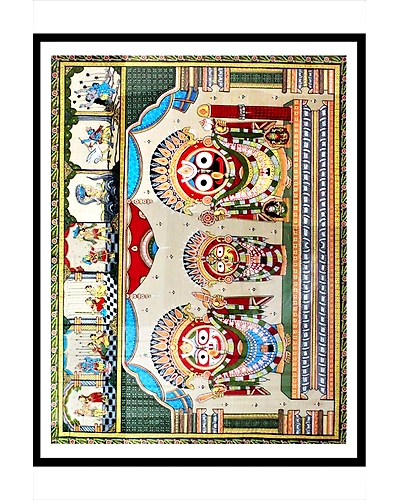 Golden Decorations of Lord Puri Jagannath – Orissa Pattachitra Painting-12665589