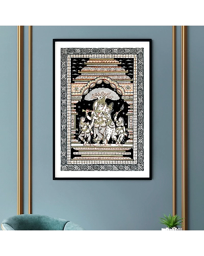 Radhe-Krishna Darbar Pattachitra Art Painting For Home Wall Art Decor-12665667