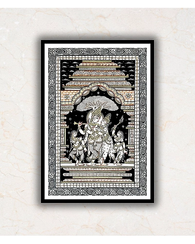 Radhe-Krishna Darbar Pattachitra Art Painting For Home Wall Art Decor-1