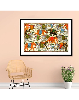 Herd of Elephants Pattachitra Art Painting For Home Wall Art Decor