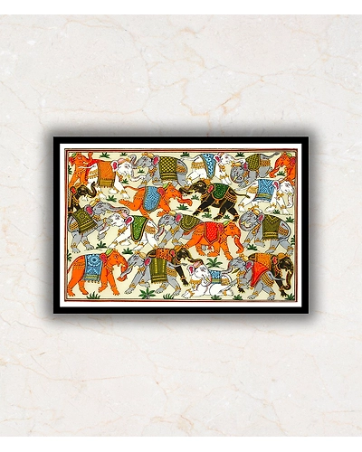 Herd of Elephants Pattachitra Art Painting For Home Wall Art Decor-1