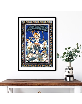 Krishna Govardhan Pattachitra Art Painting For Home Wall Art Decor
