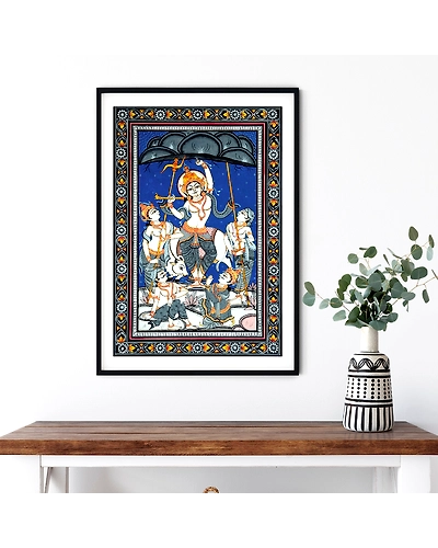 Krishna Govardhan Pattachitra Art Painting For Home Wall Art Decor-12665707