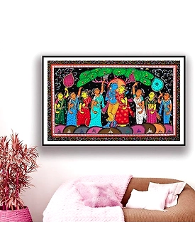 Radha Krishna Pattachitra Art Painting For Home Wall Art Decor