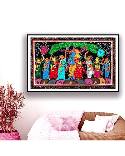 Radha Krishna Pattachitra Art Painting For Home Wall Art Decor-12665713