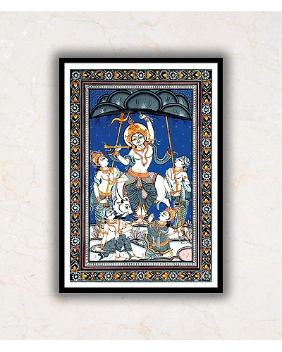 Krishna Govardhan Pattachitra Art Painting For Home Wall Art Decor-2