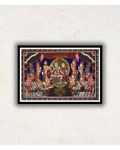 Ram Abhishek Darbar Pattachitra Art Painting For Home Wall Art Decor-2