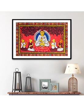 Lord Buddha & Disciples Pattachitra Art Painting For Home Wall Art Decor